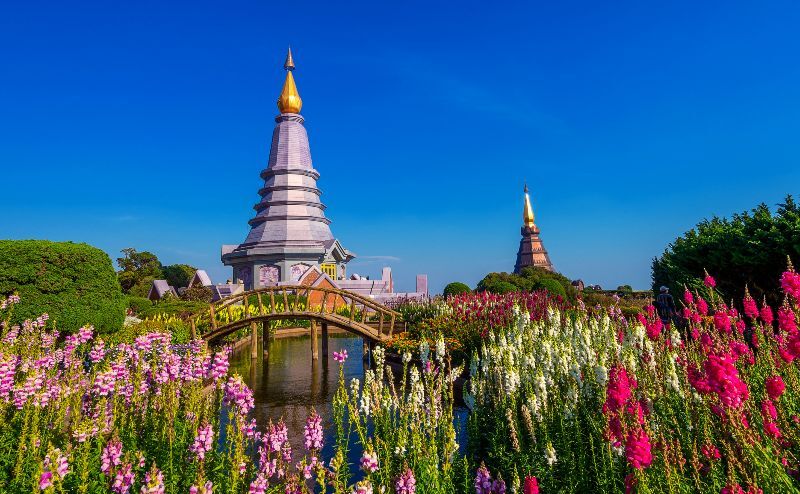 Landmark pagoda in doi Inthanon national park at Chiang mai, Thailand.