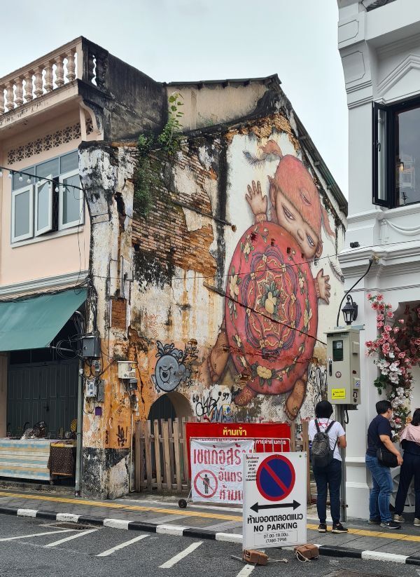 Alex Face Mural red Turtle in Old Phuket Town
