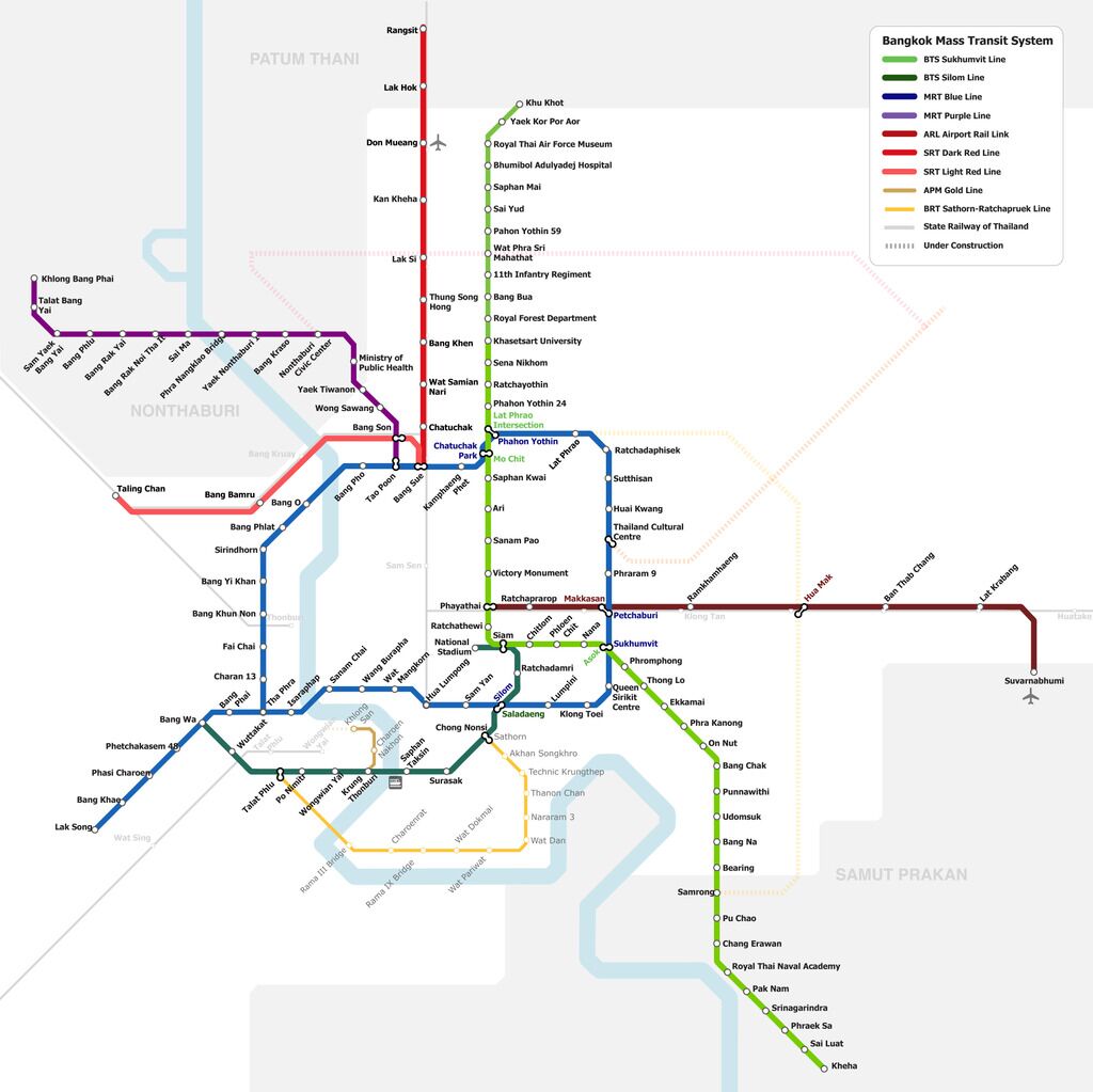 Public Transport map - How to get around bangkok 