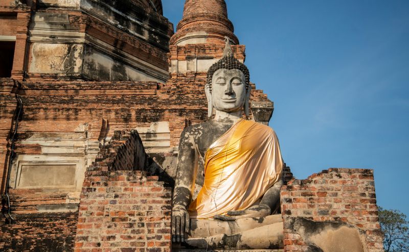 Photo of the large seated Buddha statue at Wat Yai Chai Mongkhon
