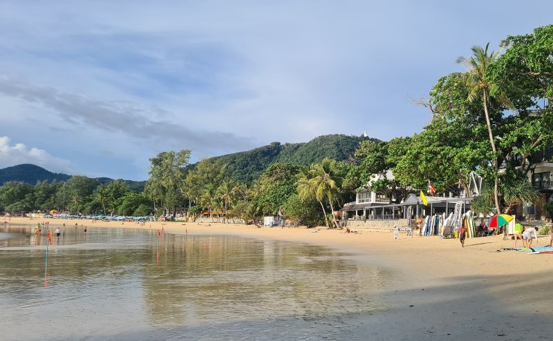 Photo of Kata Beach with its quiet waters and beach cafes, Phuket, Thailand