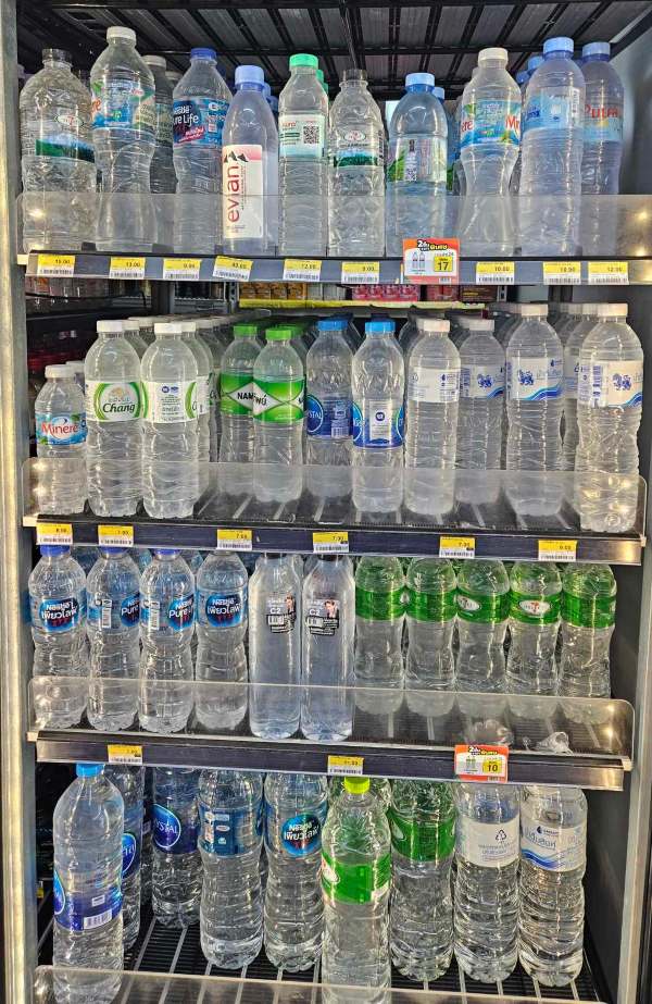 Bottled water in a convenience store in  Thailand
