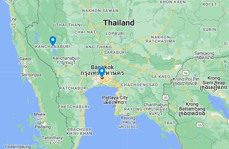 bangkok to kanchanaburi map
