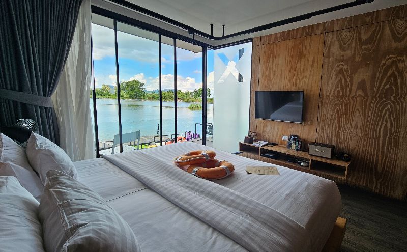 Bed in Lux cabin Cross River Kwai Resort 