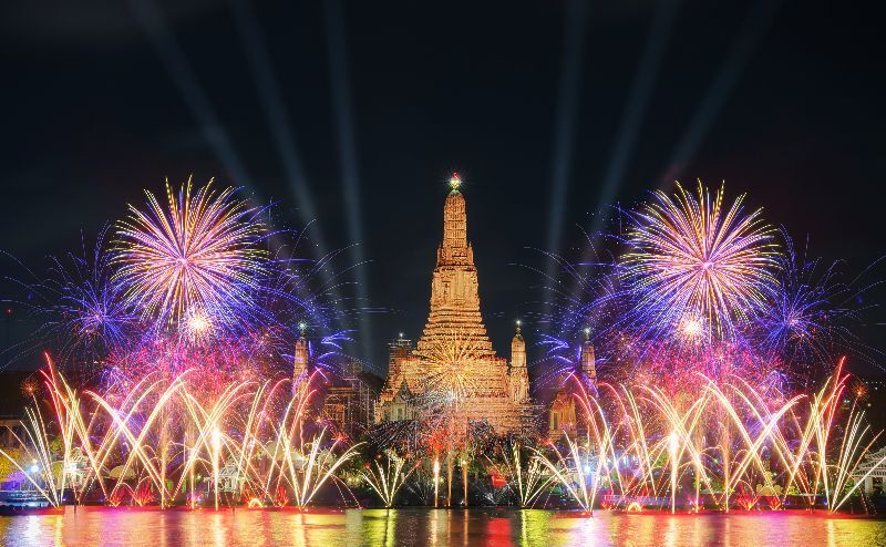 Wat Arun is a popular place to spend New Year in Thailand  