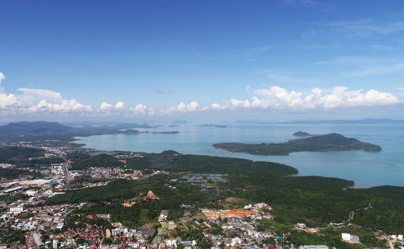 Aerial drone view from Monkey Hill in Phuket, Thailand