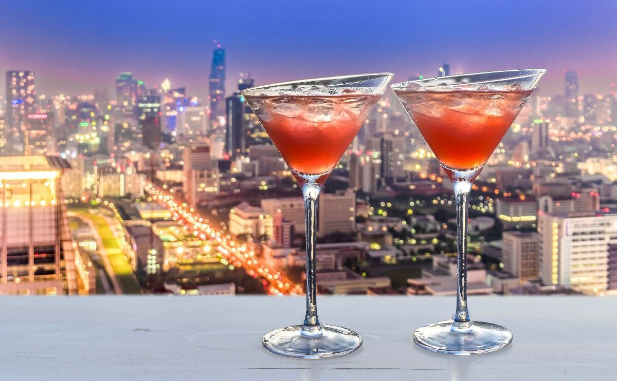 2 red cocktails at bangkok rooftop bar