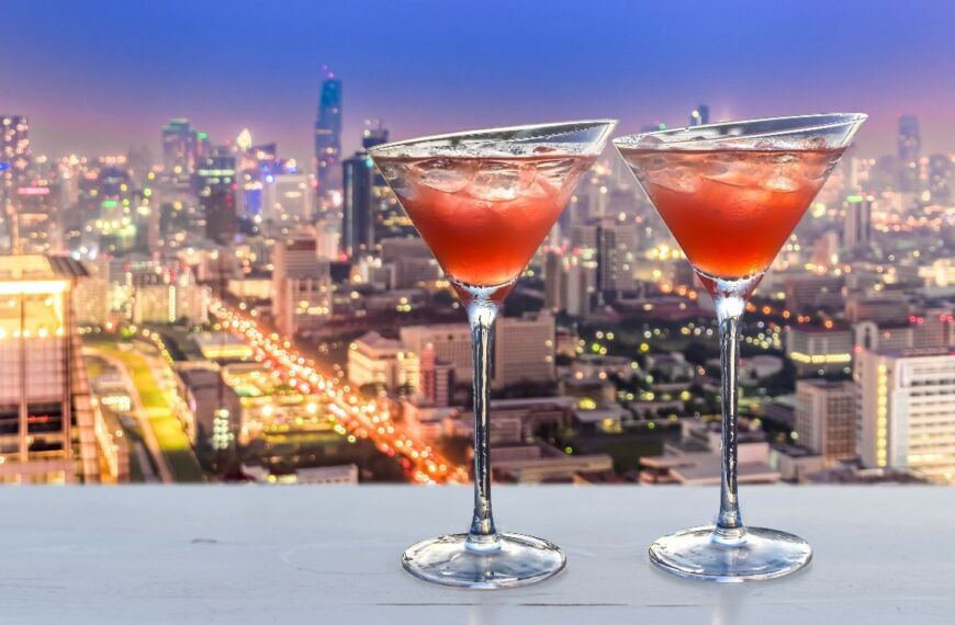 2 red cocktails at bangkok rooftop bar