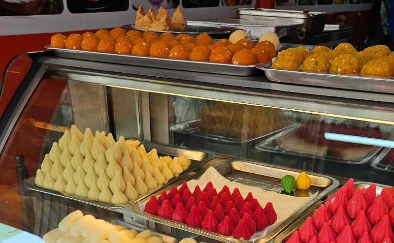 Colourful sweets are easily found in Bangkok's little India