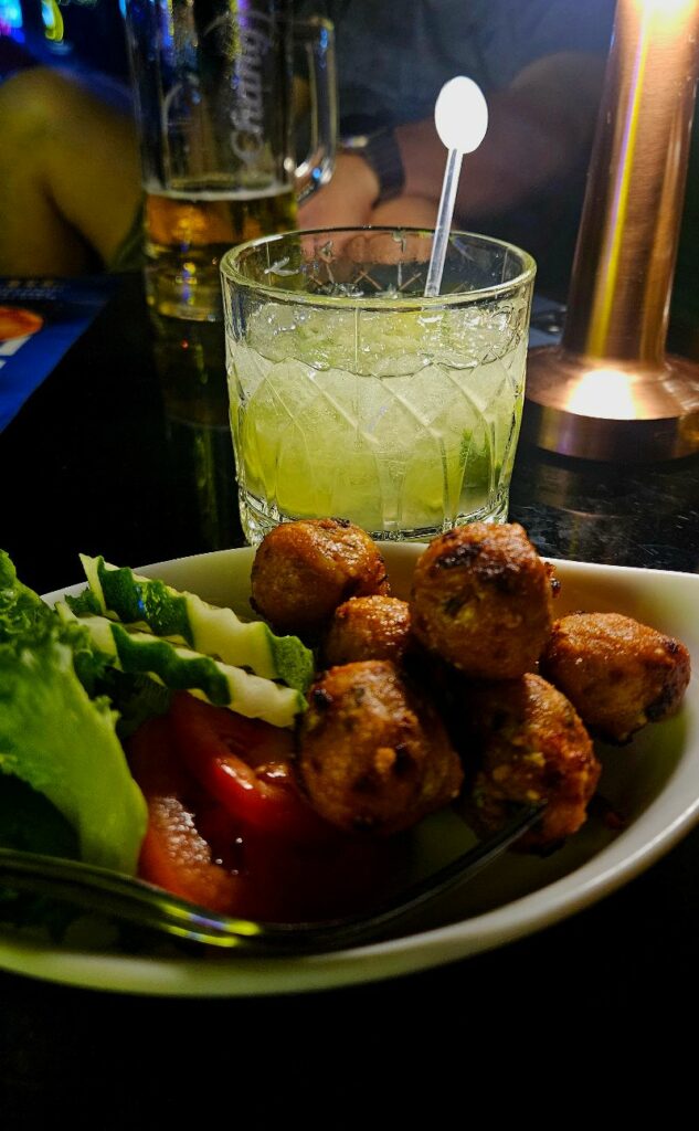 Laab Gai Tod and a mojito at GenX bar Chinatown Bangkok