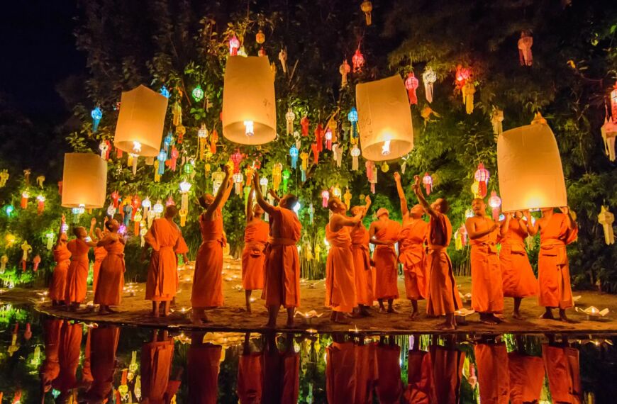 Monks at Loy Krathong Chiang Mai