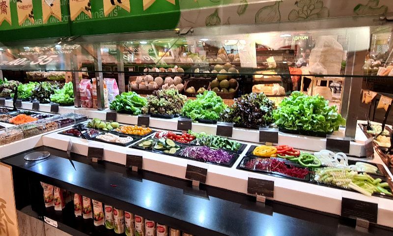 a salad bar at Tops supermarket in Thailand