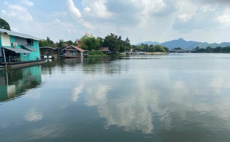 The view of River Kwai from our bed at Tara Raft