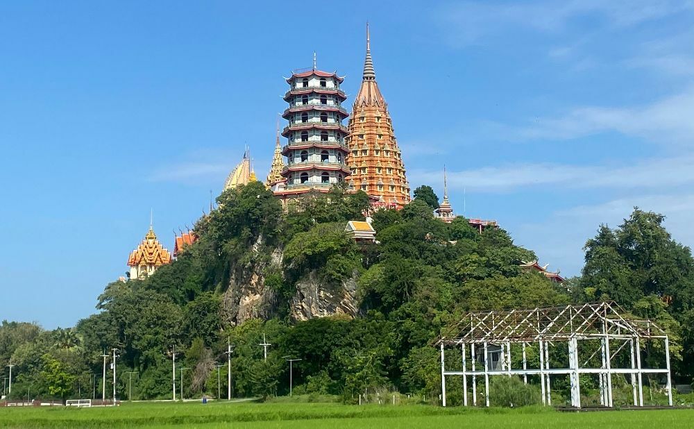 View of the Tiger temple from Rakkana Cafe in Kanchanaburi