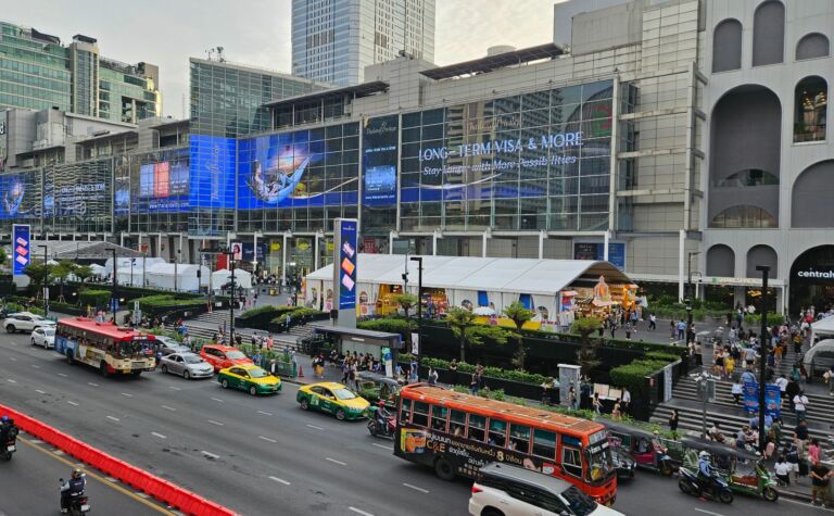 Bangkok buses outside Centralworld