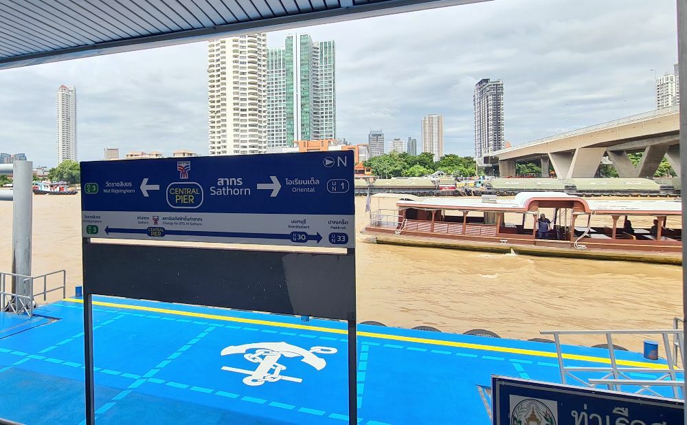 Sathron Pier the central pier in Bangkok's Chao Phraya River