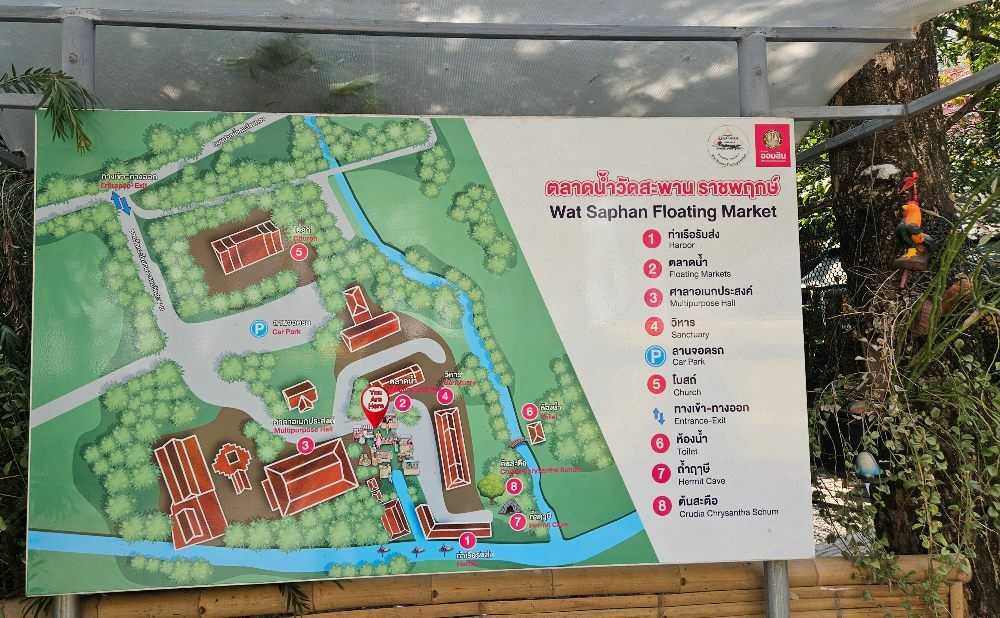 Wat Saphan floating market map 