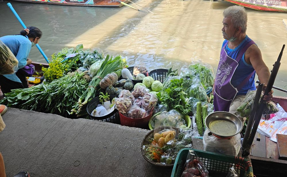 Floating market vegetable stall