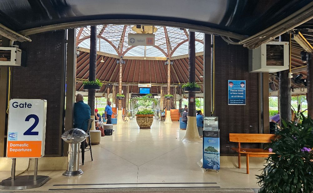 Domestic departures at Koh Samui airport, it's garden design makes it a favourite for visitors to Thailand