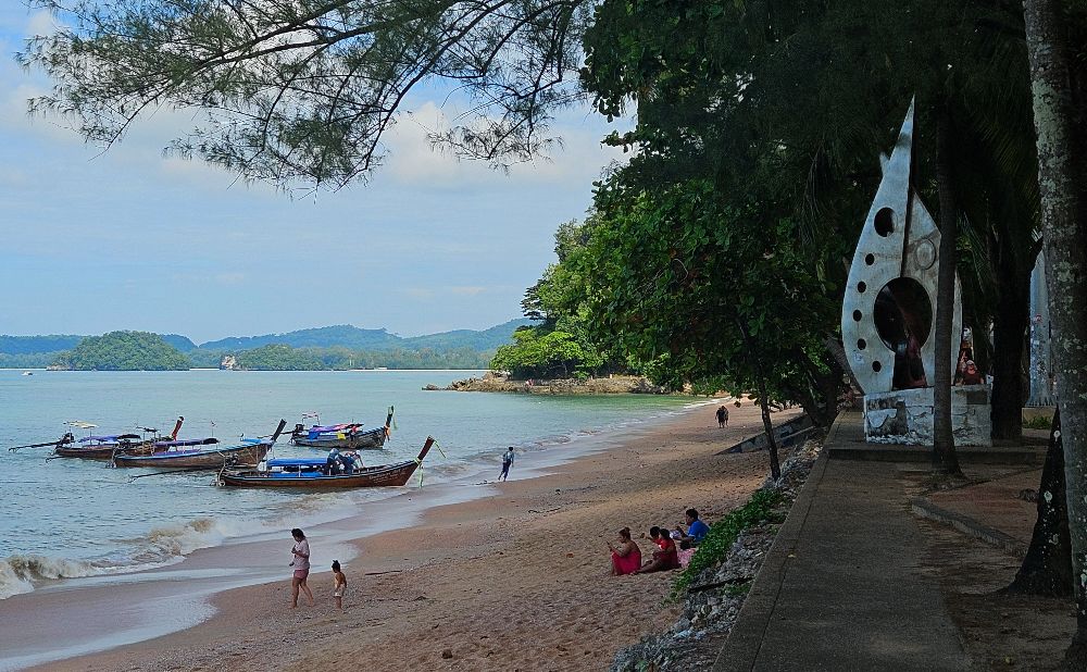 longtail boats at ao nang Krabi waiting for passengers