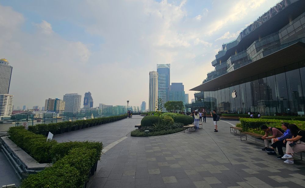 The terrace at IconSiam offers great river views for free